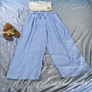 Flowly blue and white striped pants size M